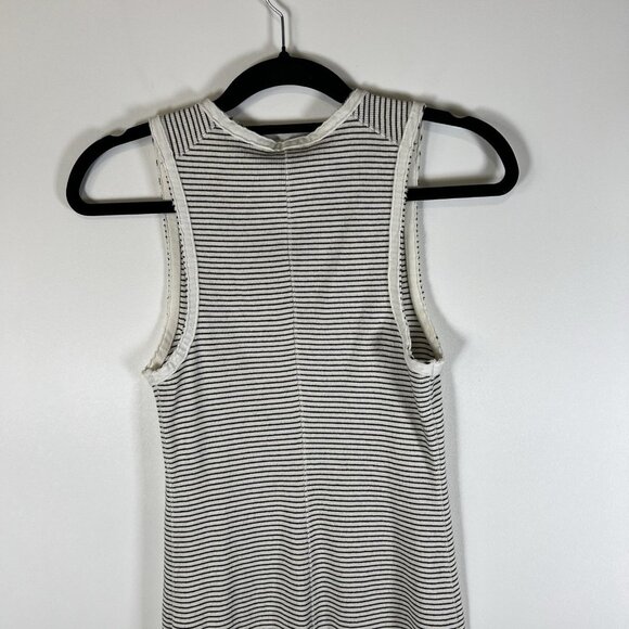 ALLSAINTS Womens Sz 6 Alicia Midi Striped Sleeveless Dress Ribbed Zip Front Goth - Picture 8 of 9